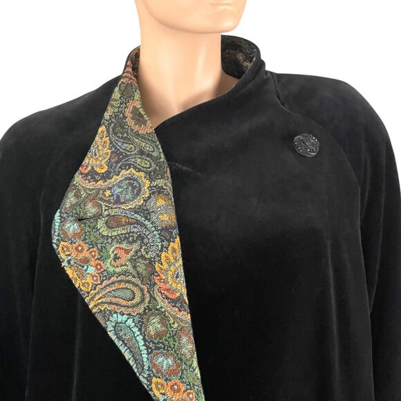 Vintage J.L. deBall Cattvia Black Long Velvet Opera Jacket Coat Duster Lined - Picture 15 of 15